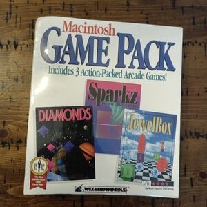 Vintage Macintosh Game Pack WizardWorks Diamonds Sparkz JewelBox NEW SEALED NOS